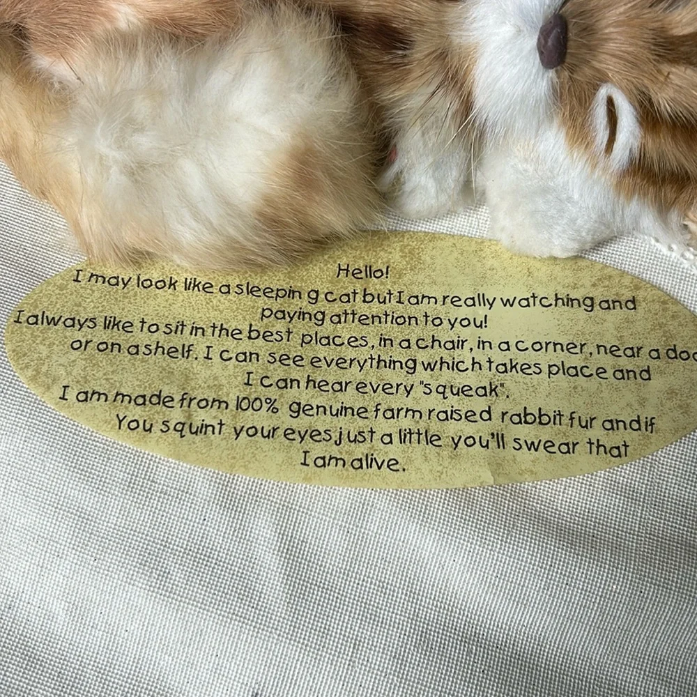 🖤NEW💕Sleeping Cat model decor with real rabbit fur - Picture 6 of 12